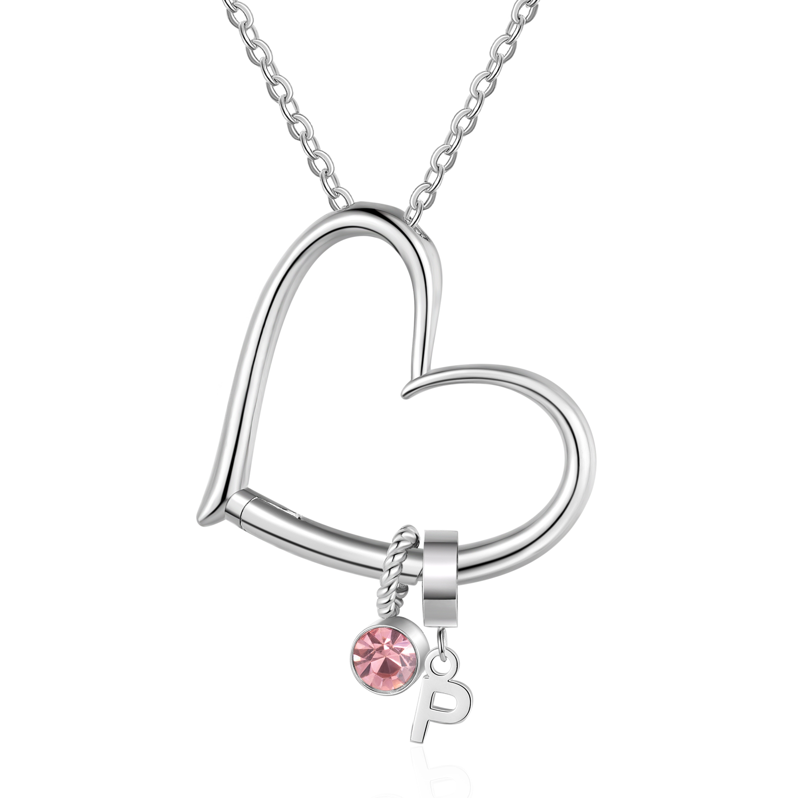 Personalized Women’s Necklace - Minimalist Heart Pendant Gift With Initial & Birthstone | Jessemade