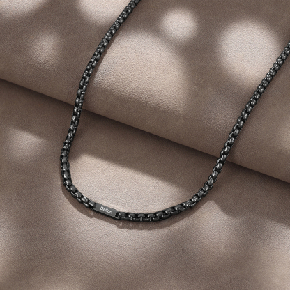 1 name - Personalized Engraved Bar necklace – Unique Name Bar Stainless Steel Chain for Dad
