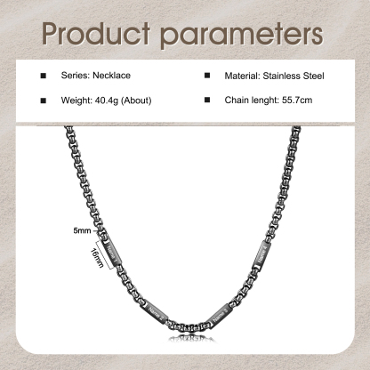 4 names - Personalized Engraved Bar necklace – Unique Name Bar Stainless Steel Chain for Dad