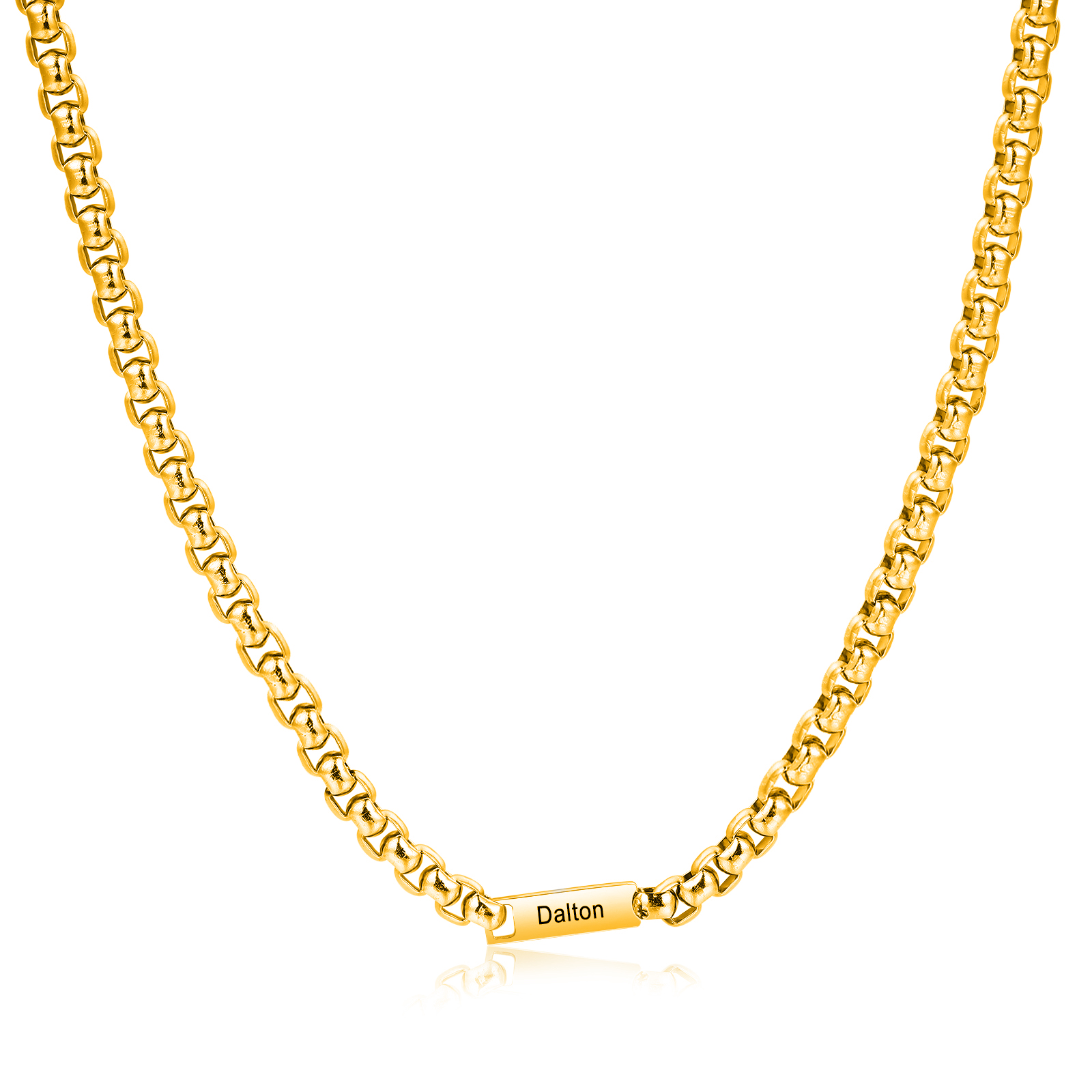 1 name - Personalized Engraved Bar necklace – Unique Name Bar Stainless Steel Chain for Dad