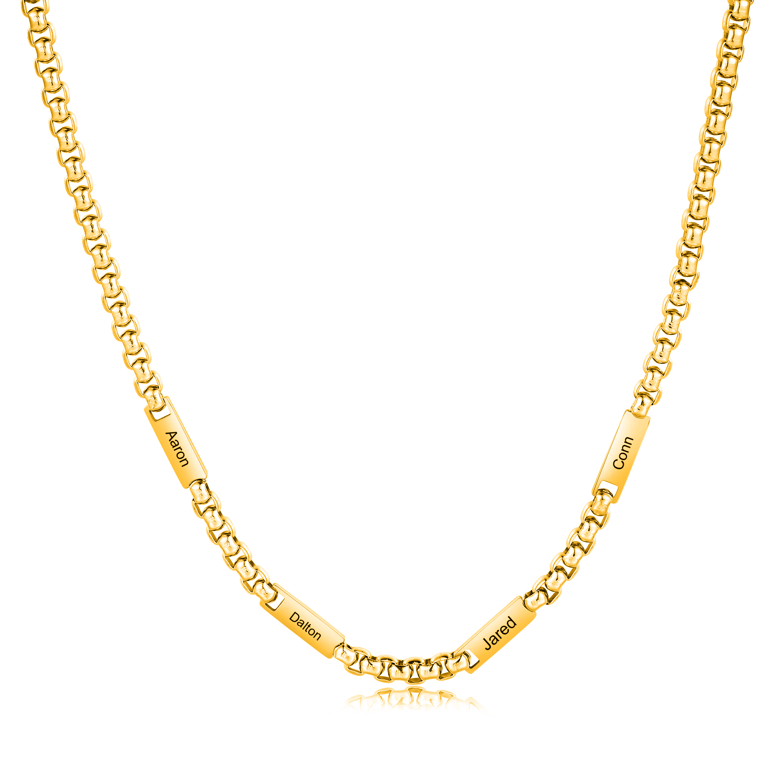 4 names - Personalized Engraved Bar necklace – Unique Name Bar Stainless Steel Chain for Dad