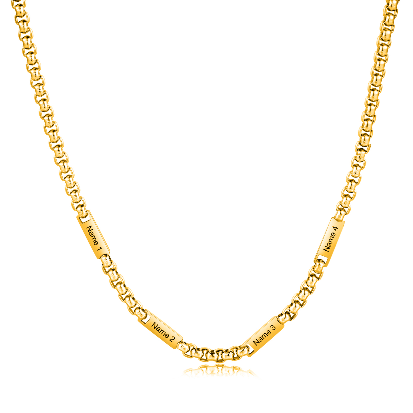 4 names - Personalized Engraved Bar necklace – Unique Name Bar Stainless Steel Chain for Dad
