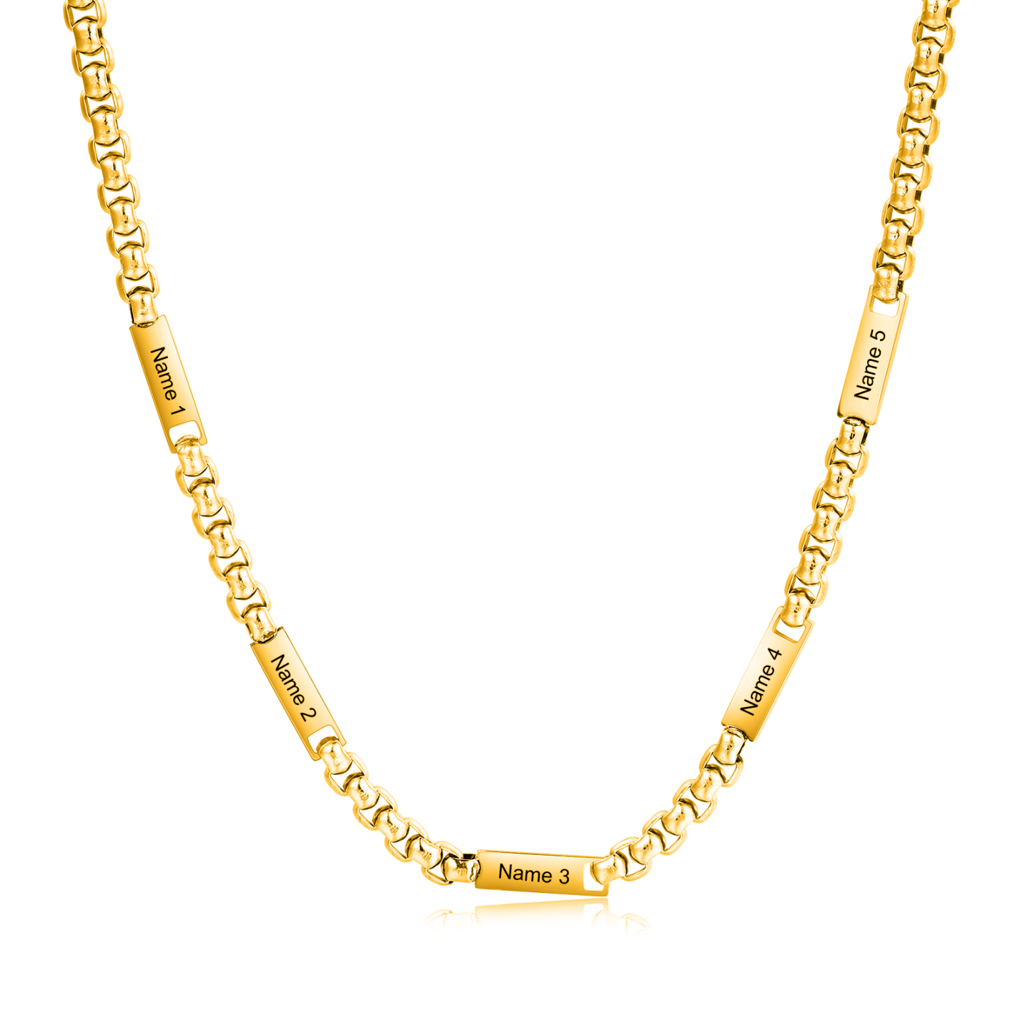 5 names - Personalized Engraved Bar necklace – Unique Name Bar Stainless Steel Chain for Dad