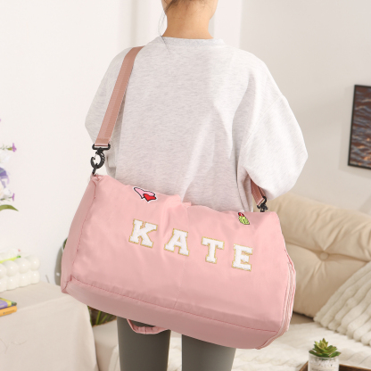 Custom Girl’s Weekender Bag – Embroidered Gym Bag  for Women & Men with Name & Fun Patch Designs for Dance, Gym, Travel | Jessemade