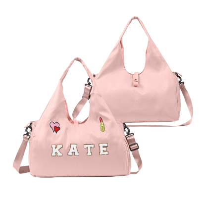 Custom Girl’s Weekender Bag – Embroidered Gym Bag  for Women & Men with Name & Fun Patch Designs for Dance, Gym, Travel | Jessemade