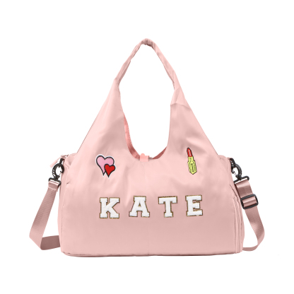 Custom Girl’s Weekender Bag – Embroidered Gym Bag  for Women & Men with Name & Fun Patch Designs for Dance, Gym, Travel | Jessemade