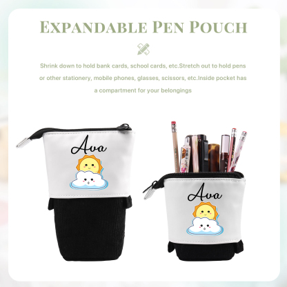 Personalized Pencil Case Custom Name Sun Pencil Case Back to School Gift for Boys/Girls