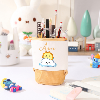 Personalized Pencil Case Custom Name Sun Pencil Case Back to School Gift for Boys/Girls