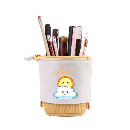 Personalized Pencil Case Custom Name Sun Pencil Case Back to School Gift for Boys/Girls