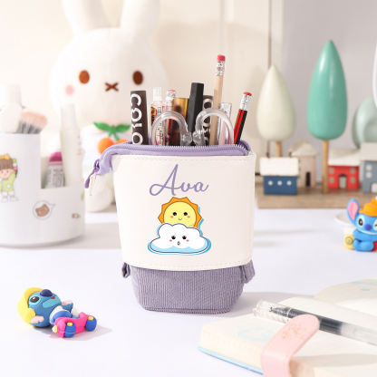 Personalized Pencil Case Custom Name Sun Pencil Case Back to School Gift for Boys/Girls