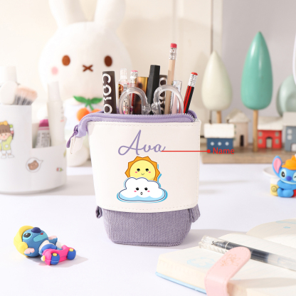 Personalized Pencil Case Custom Name Sun Pencil Case Back to School Gift for Boys/Girls