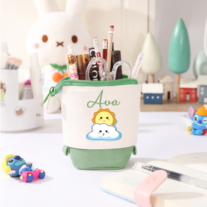 Personalized Pencil Case Custom Name Sun Pencil Case Back to School Gift for Boys/Girls