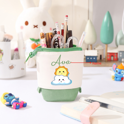 Personalized Pencil Case Custom Name Sun Pencil Case Back to School Gift for Boys/Girls