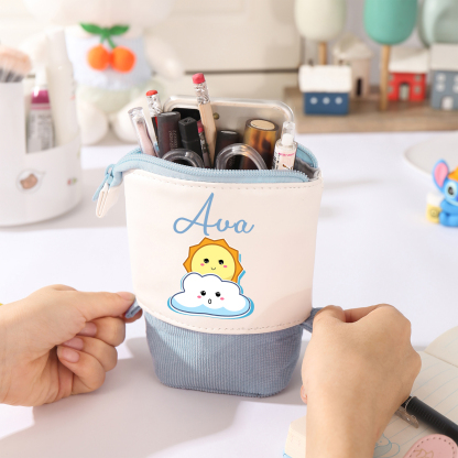 Personalized Pencil Case Custom Name Sun Pencil Case Back to School Gift for Boys/Girls