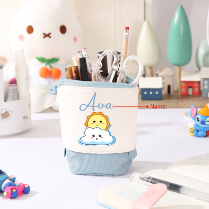 Personalized Pencil Case Custom Name Sun Pencil Case Back to School Gift for Boys/Girls