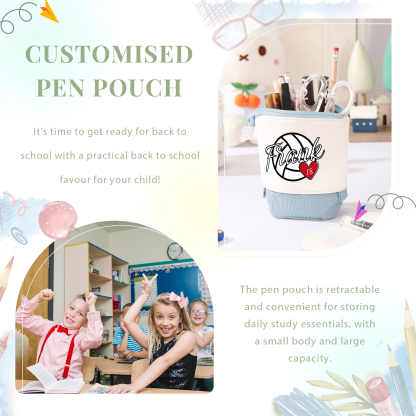 Personalized Pencil Case Customized Name & Ball & Number Pencil Case Back to School Gift for Boys Girls