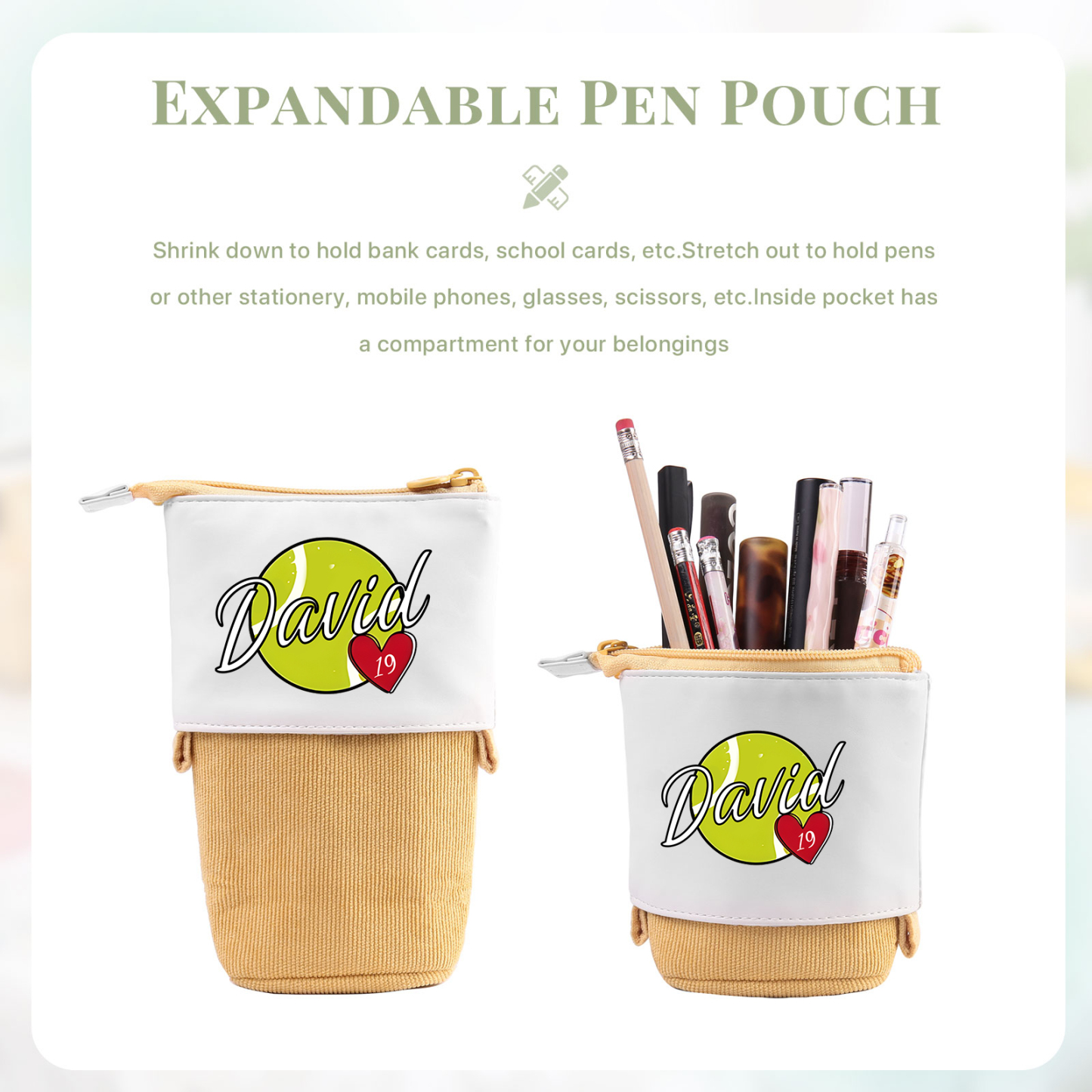 Personalized Pencil Case Customized Name & Ball & Number Pencil Case Back to School Gift for Boys Girls