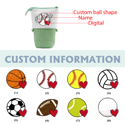 Personalized Pencil Case Customized Name & Ball & Number Pencil Case Back to School Gift for Boys Girls
