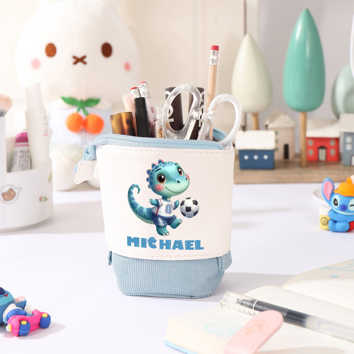 Personalized Cartoon Character & Initial Name Pencil Case - Back To Sc