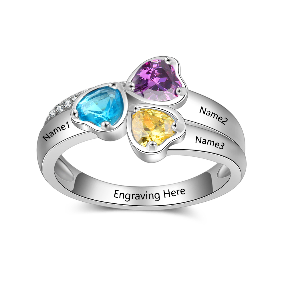 Personalized three-birthstone mother's ring
