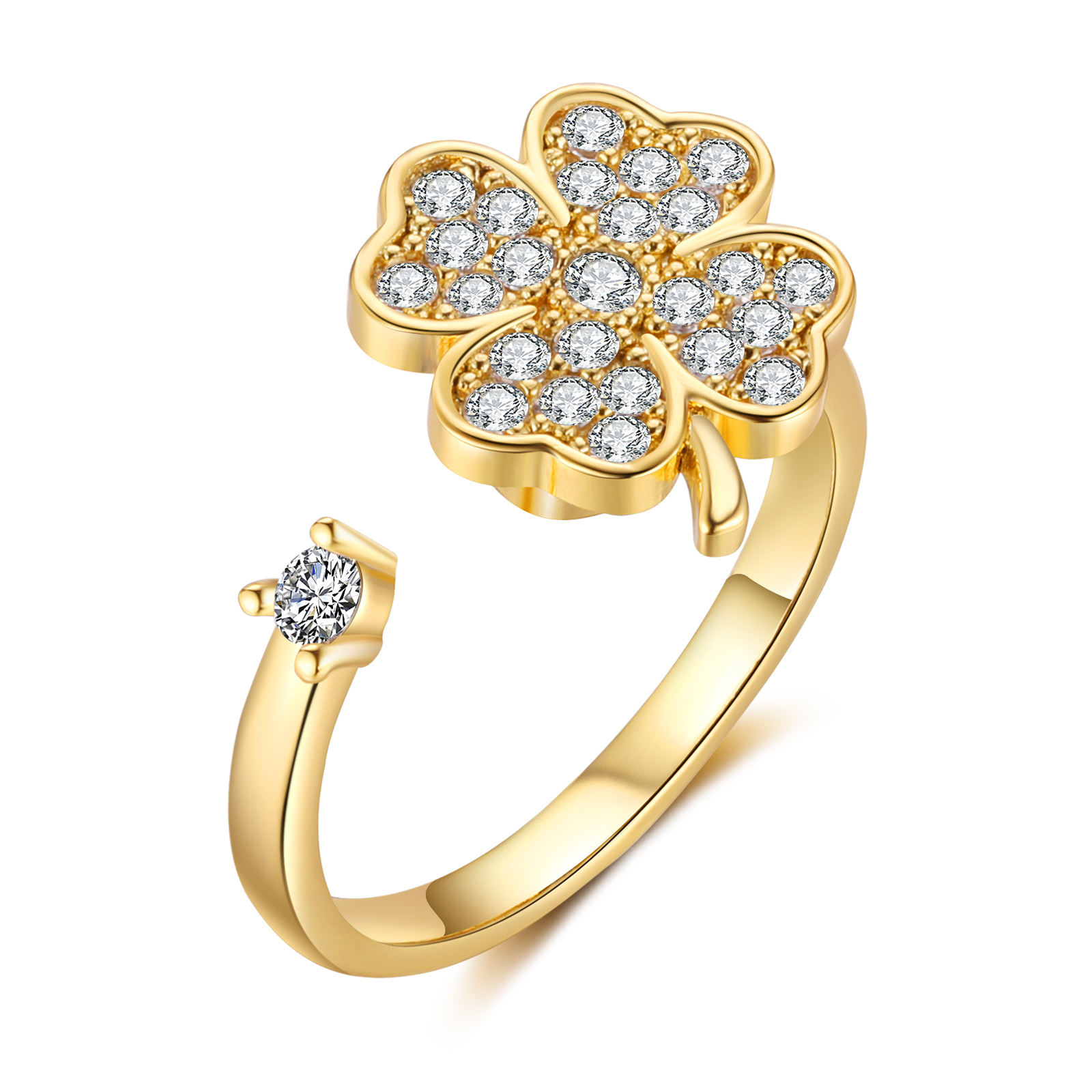 Elegant Clover Cubic Zirconia Adjustable Ring Gift For Women | Jessmade