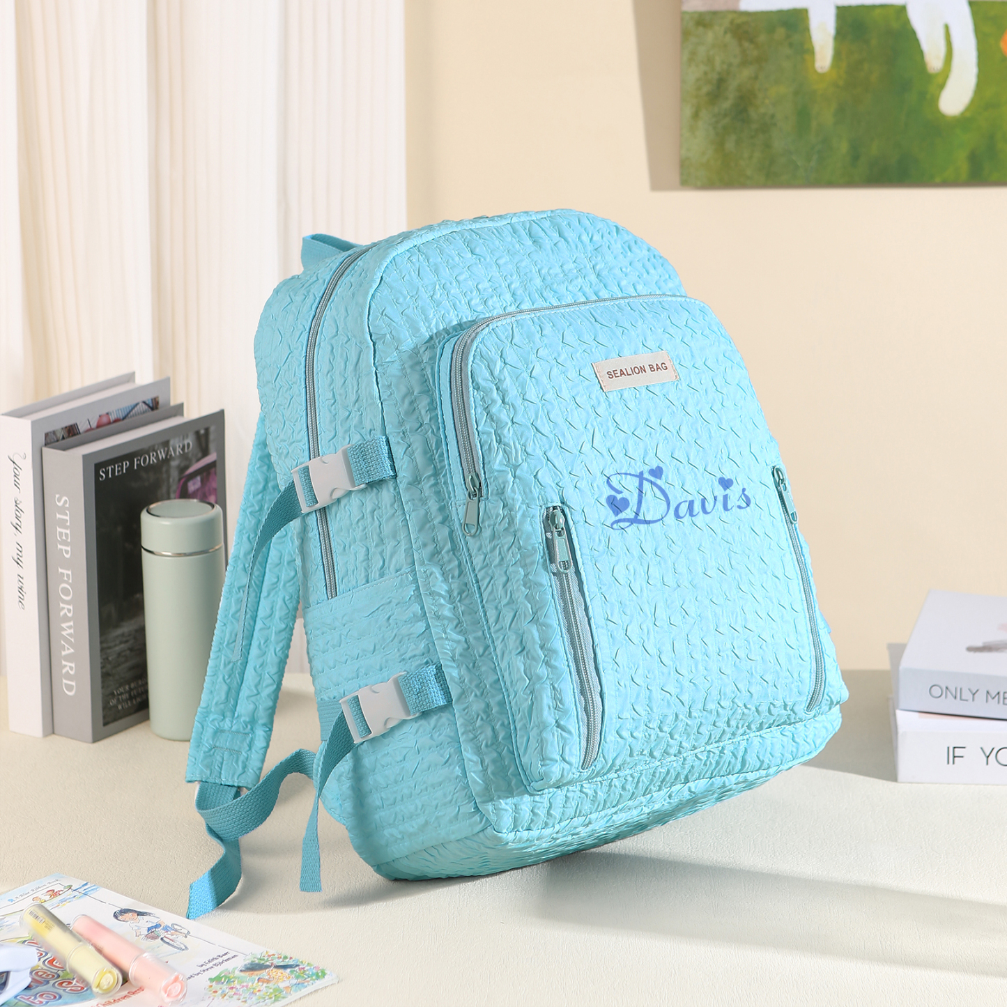 Personalized Children’s School Bag – Multiple Color & Font Choices & Custom Name - Large Capacity Backpack