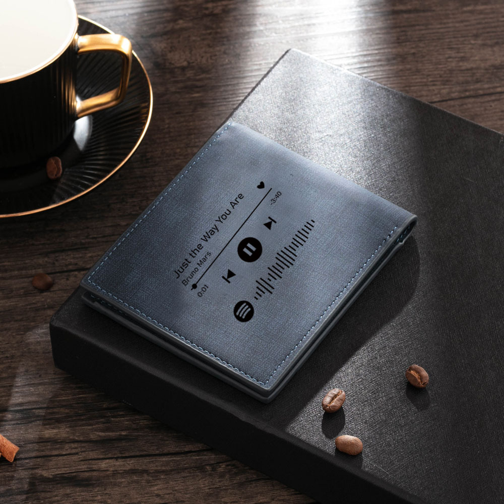 Personalised Men’s Wallet – Custom Photo & Song Design, Engraved Music QR Code on Back – Valentine’s Day Gift for Him | Jessemade