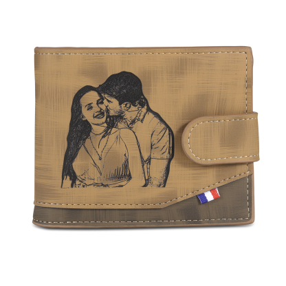 Personalised Men's Leather Wallet with Custom Photo & Name & Letter - Christmas Gift for Him | Jessemade