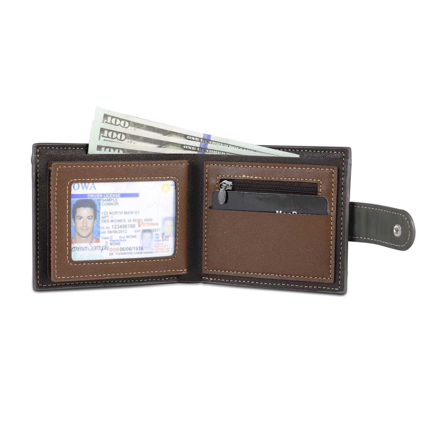 Personalised Men's Leather Wallet with Custom Photo & Name & Letter - Christmas Gift for Him | Jessemade