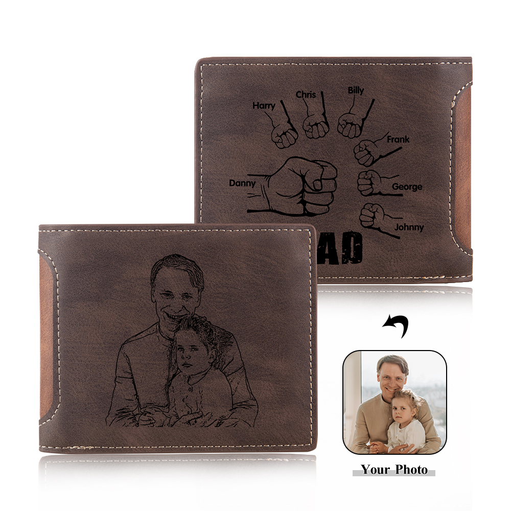 Jessemade UK 7 Names - Personalized Photo Custom Leather Men's Folding Wallet as a Father's Day Gift for Dad 29.99 m1-t1-n7