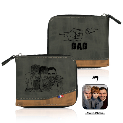 Jessemade UK 2 Names - Personalized Photo Custom Leather Men's Zipper Wallet as a Father's Day Gift for Dad 24.99 m1-t1-n2