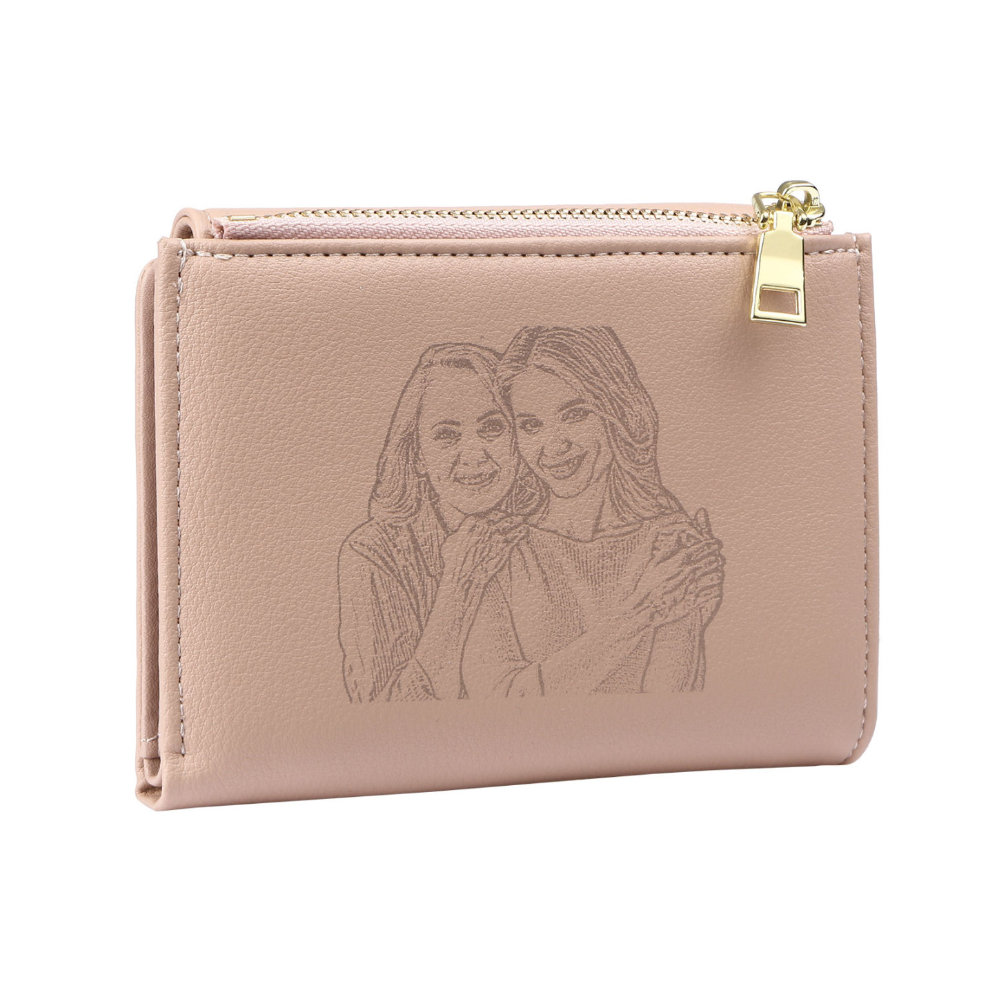 Personalized Women's Wallet Custom Name and Photo Leather Folding Zipp