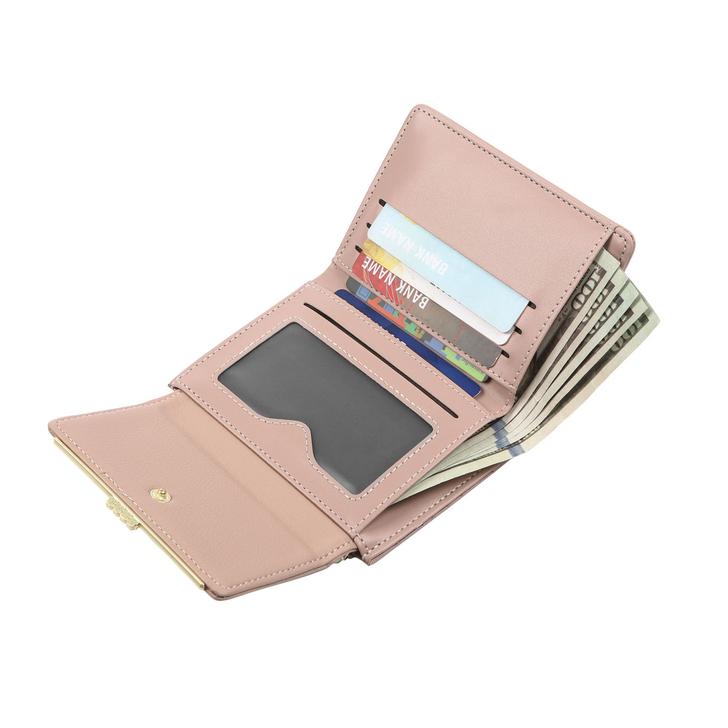 Personalized Women's Wallet Custom Name and Photo Leather Folding Zipper Wallet for Her | Jessmade