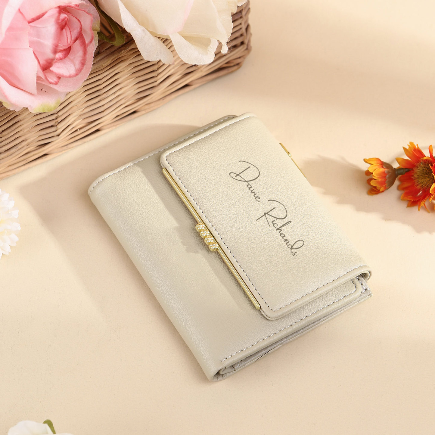 Personalized Women's Wallet Custom Name and Photo Leather Folding Zipper Wallet for Her | Jessmade