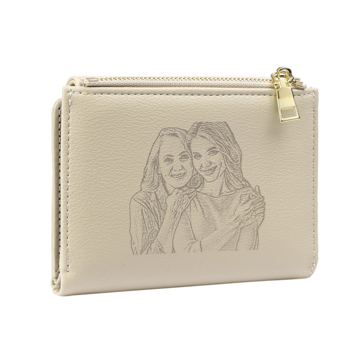 Personalized Women's Wallet Custom Name and Photo Leather Folding Zipper Wallet for Her | Jessmade