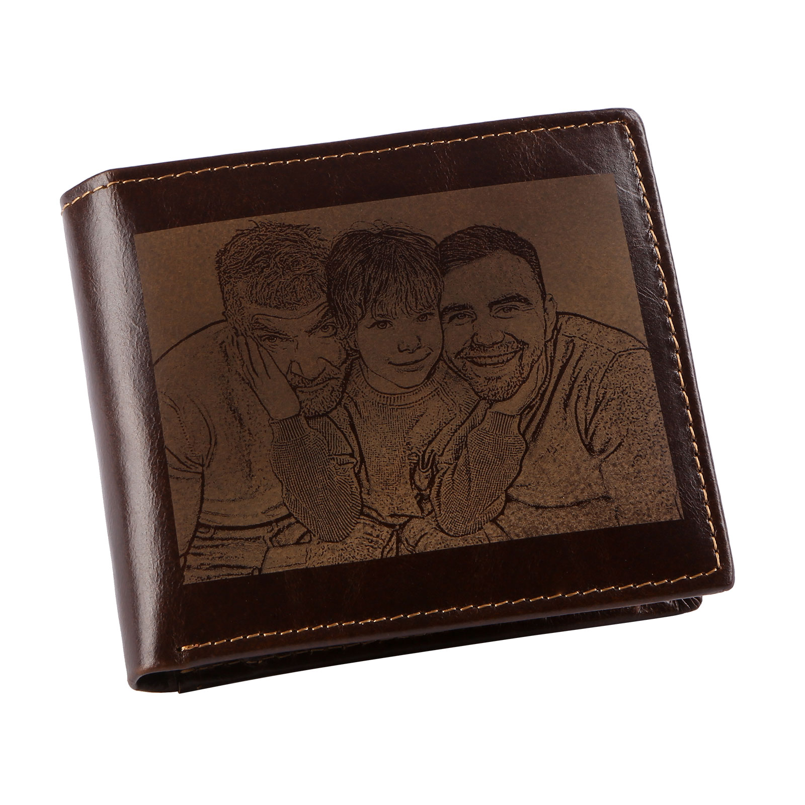 Personalised Men's Genuine Leather Wallet with Custom Photo, Name, and Letters 鈥?Christmas Gift for Dad/Grandpa/Husband | Jessemade