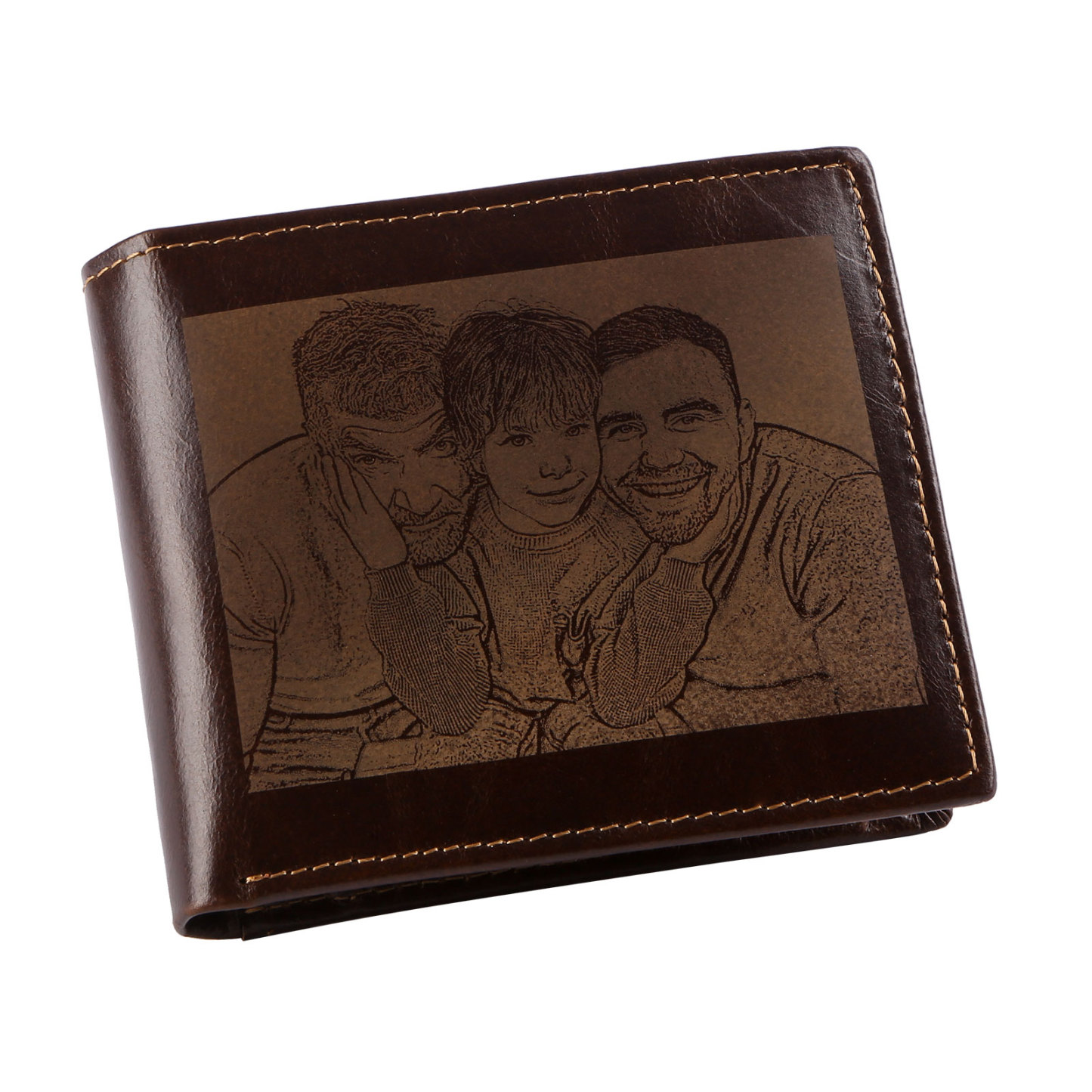 Personalised Men's Genuine Leather Wallet with Custom Photo, Name, and Letters 鈥?Christmas Gift for Dad/Grandpa/Husband | Jessemade