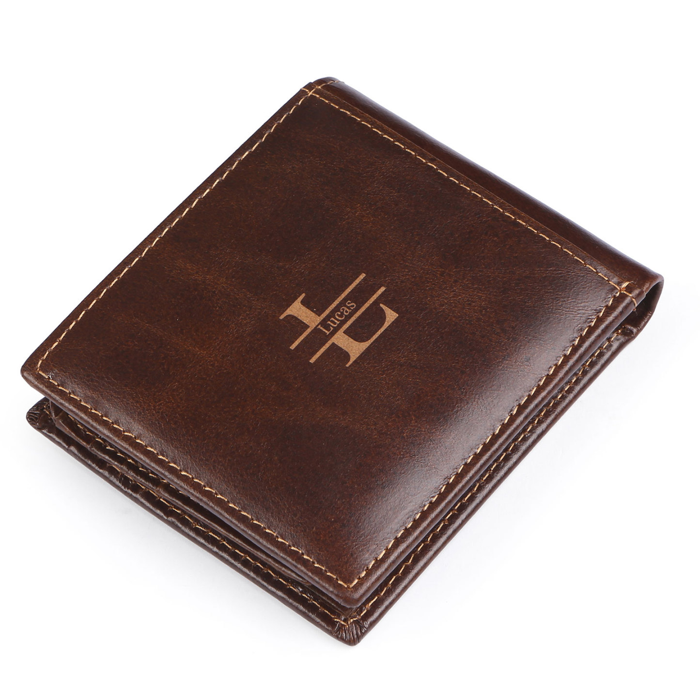 Personalised Men's Genuine Leather Wallet with Custom Photo, Name, and Letters 鈥?Christmas Gift for Dad/Grandpa/Husband | Jessemade