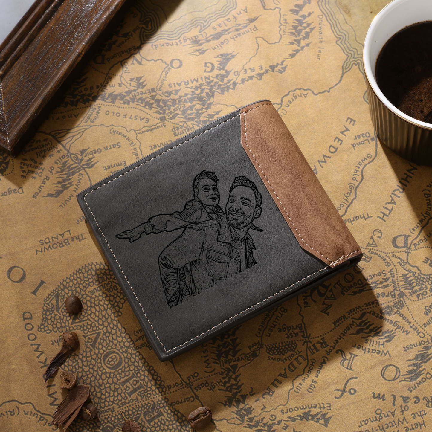 1 name - Custom Wallet with Personalized Character, Name & Text - Gifts for Father’s Day