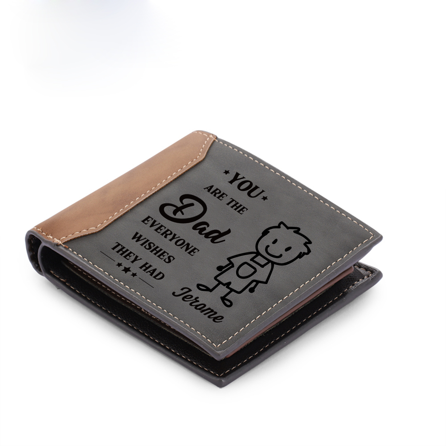 1 name - Custom Wallet with Personalized Character, Name & Text - Gifts for Father’s Day