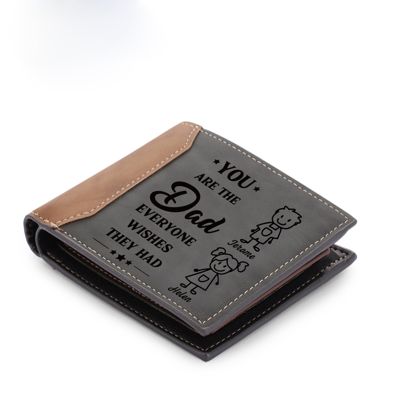 2 names - Custom Wallet with Personalized Character, Name & Text - Gifts for Father’s Day