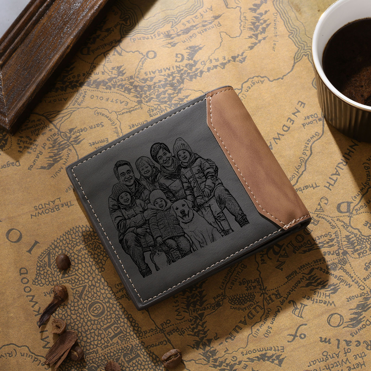 6 names - Custom Wallet with Personalized Character, Name & Text - Gifts for Father’s Day