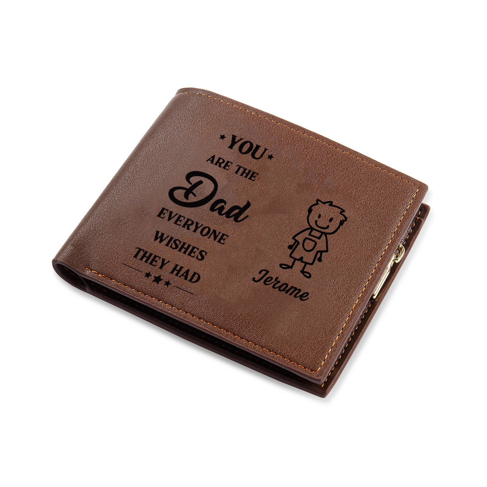 1 name - Custom PU Wallet with Personalized Character, Name & Text - Gifts for Father’s Day 