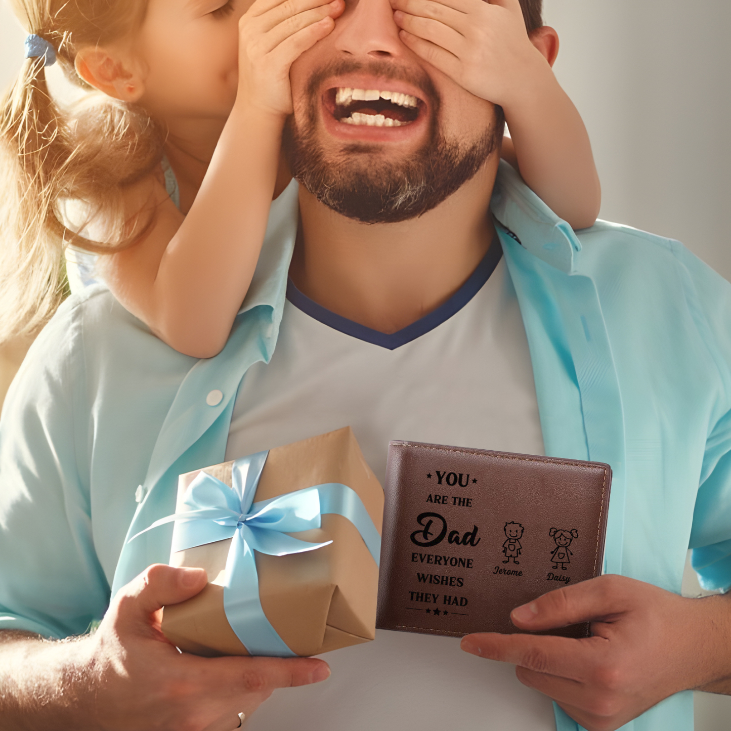 2 names - Custom PU Wallet with Personalized Photo,Character, Name & Text - Gifts for Father’s Day