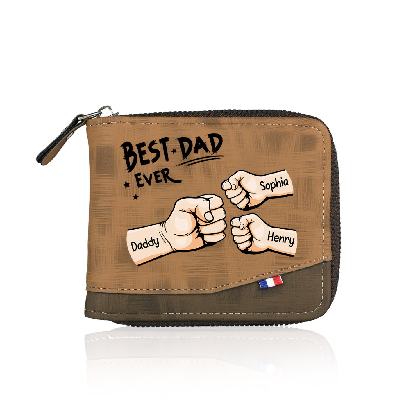 3 names - Custom Fist Wallet with Personalized Name & Text - Gifts for Father’s Day
