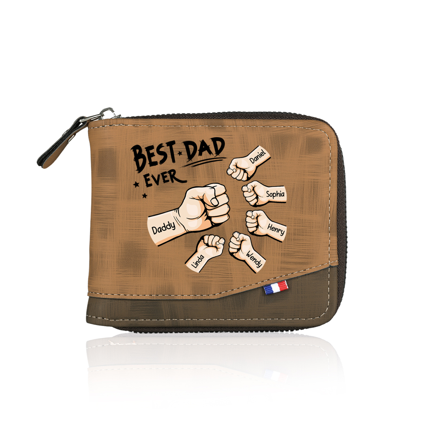 6 names - Custom Fist Wallet with Personalized Name & Text - Gifts for Father’s Day
