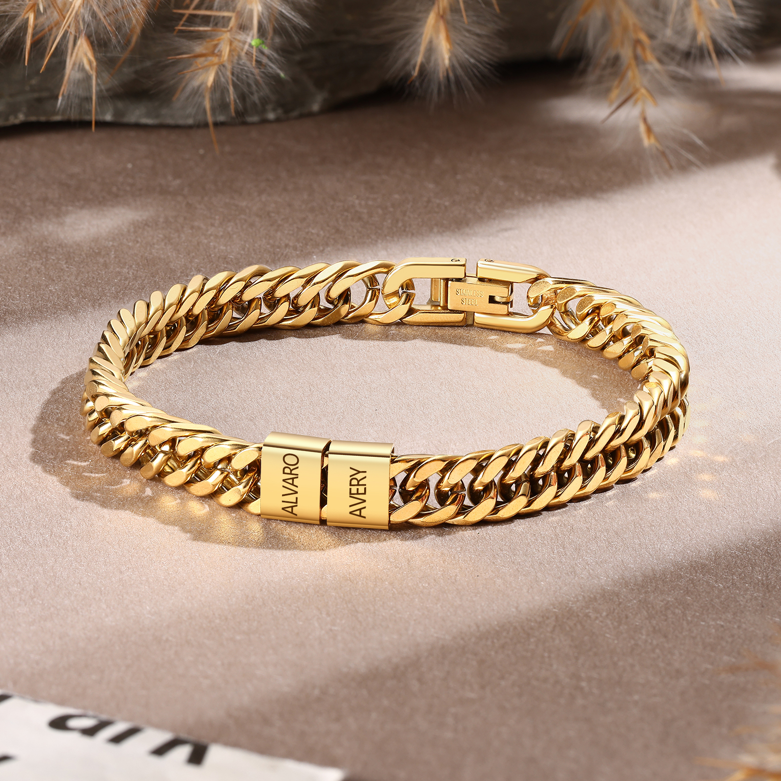 Personalized Name Bracelet for Men with Custom Engraving Gift for Grandpa | Jessemade