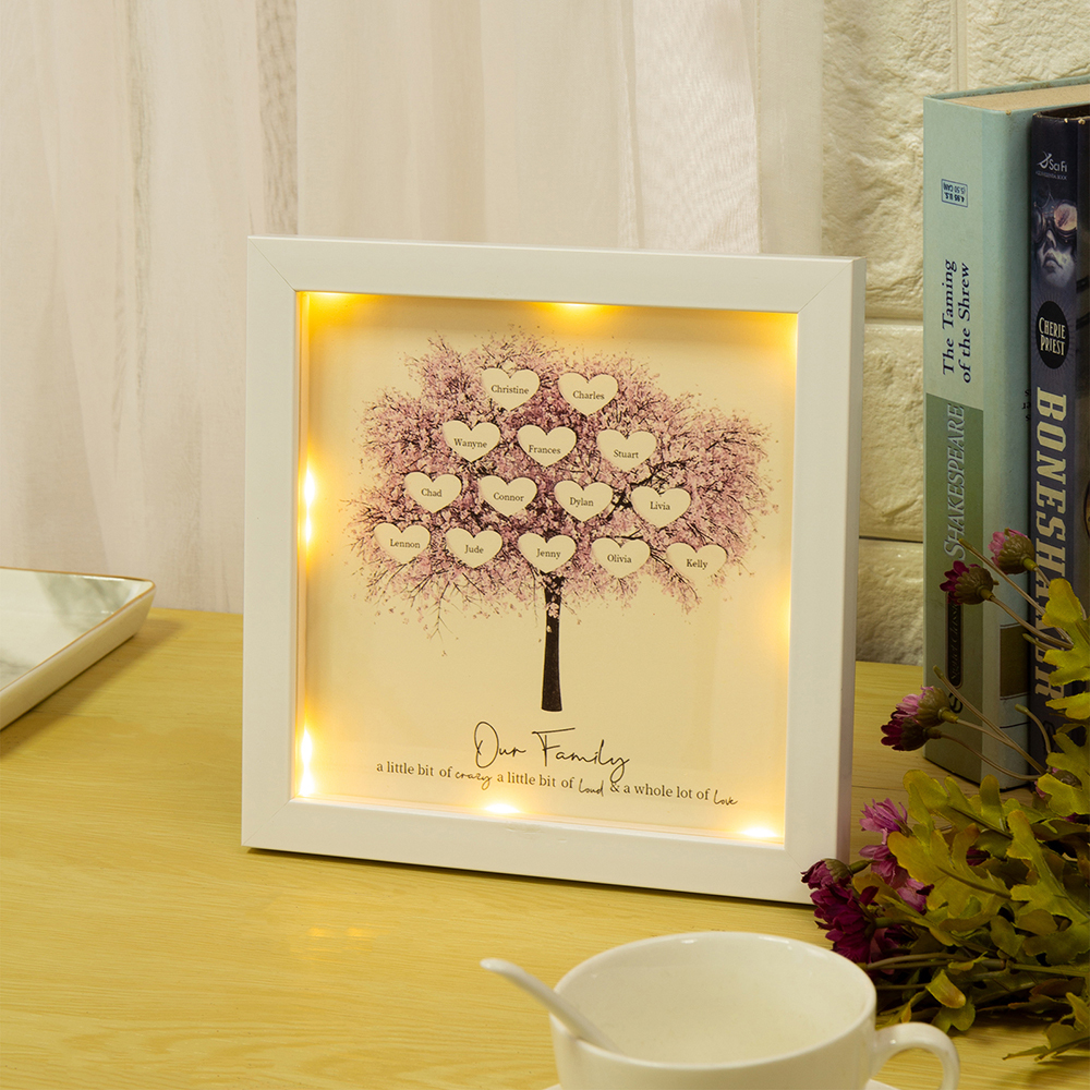 Personalized Family Tree Frame Custom 12 Names LED Night Light