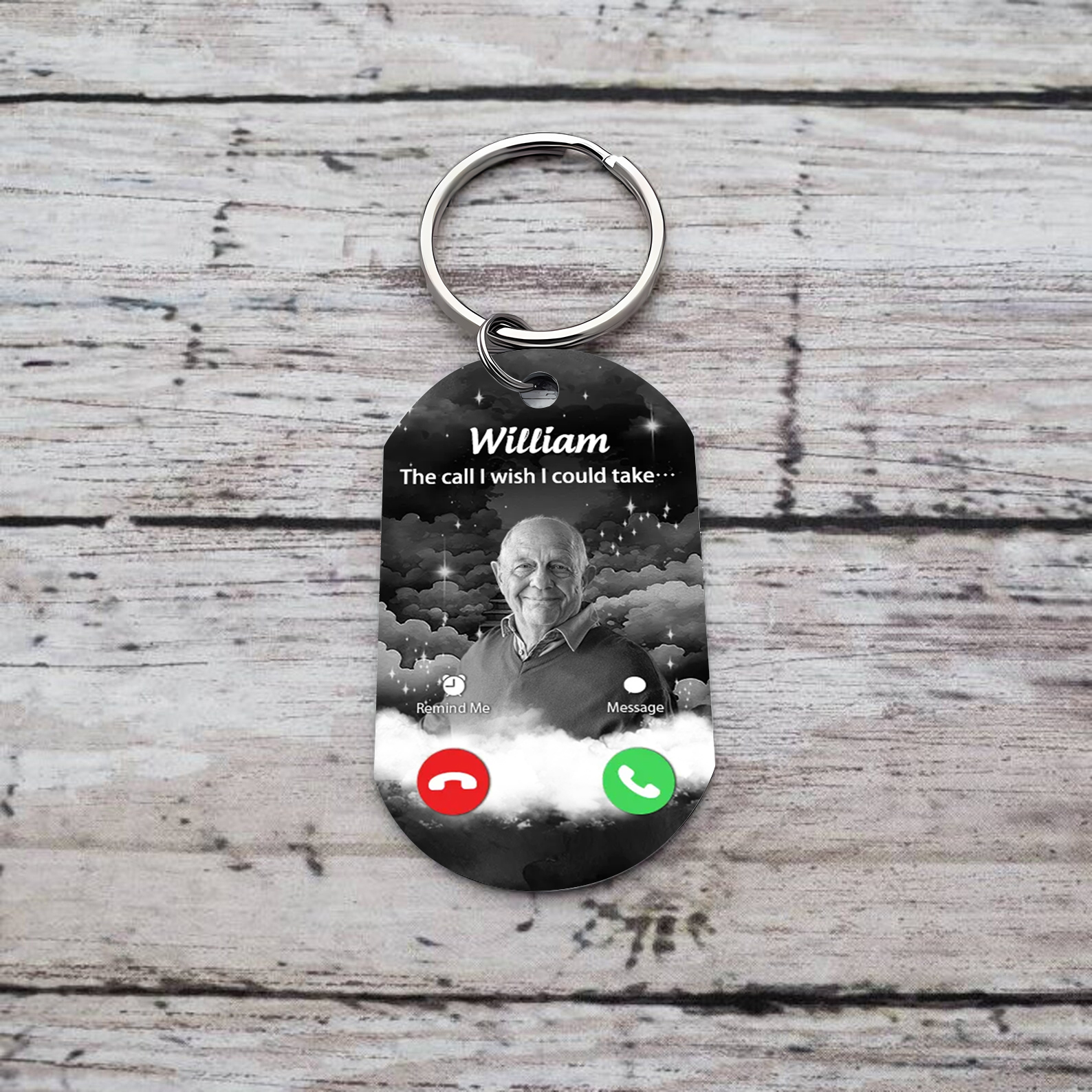 Personalized Call Page Style Keychain Gift Customized Photo Name Keychain Gift for Dad/Grandpa