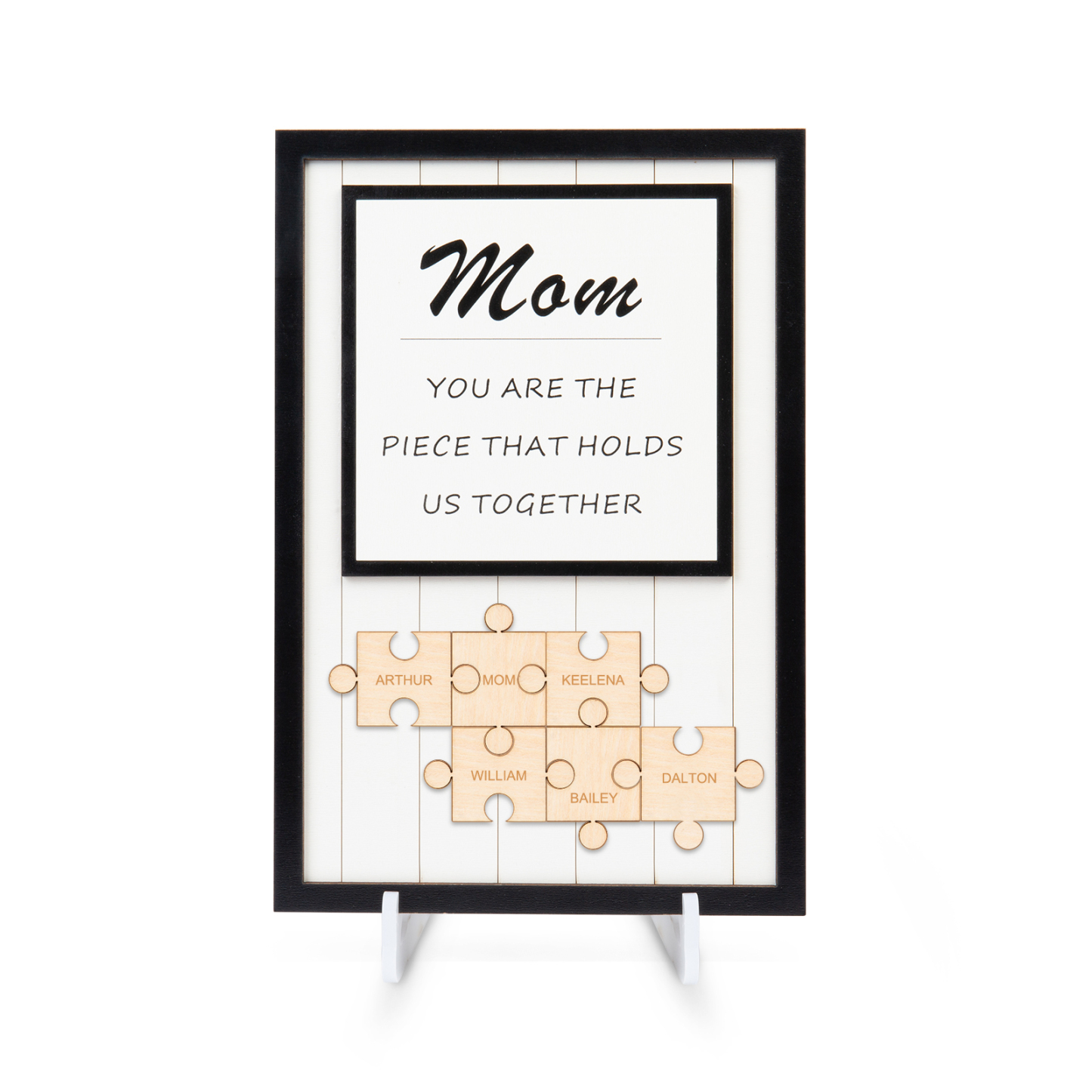 Mom Puzzle Sign Personalized 6 Names Wooden Sign Family Gifts-Mom You Are the Piece that Holds Us Together